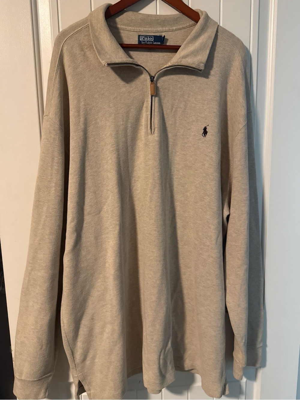 Ralph Lauren Men’s 2XLT Tall Beige Half-Zip Pullover Sweater